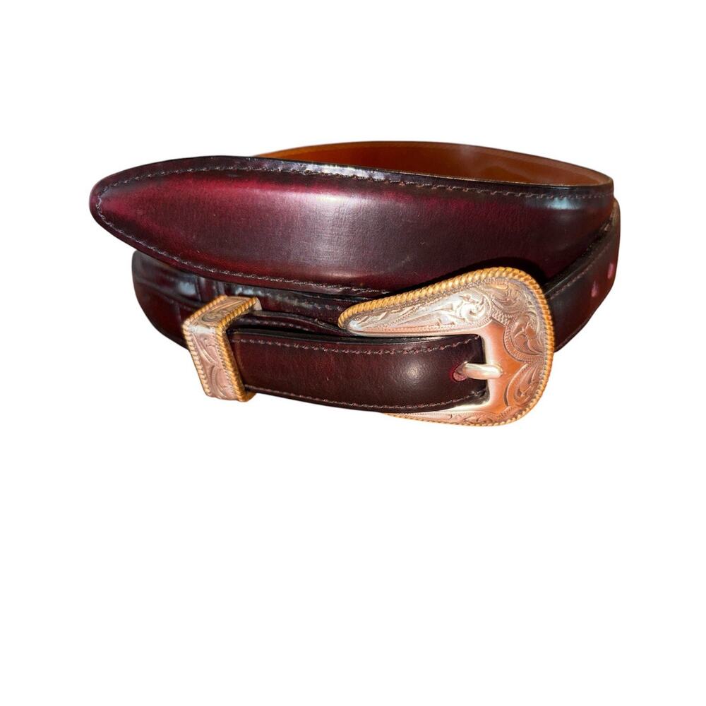 SAS genuine leather Belt 5136 Size 36 Cordovan Silver Buckle